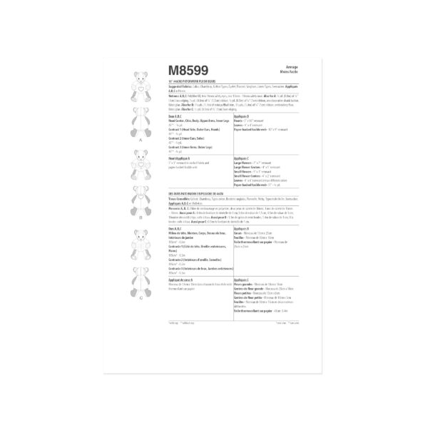 McCalls Schnittmuster M8599 - Bären - Stoffbären - Spielzeug – Bild 6