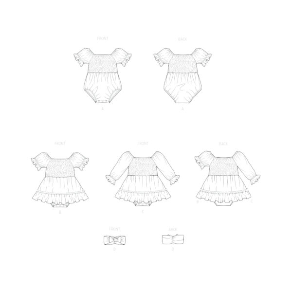 McCalls Schnittmuster M8591 - Babykombination - Kleid - Strambler - Haarband – Bild 6