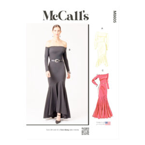McCall’s Schnittmuster M8605 – langes schulterfreies Abendkleid, elegantes Festkleid