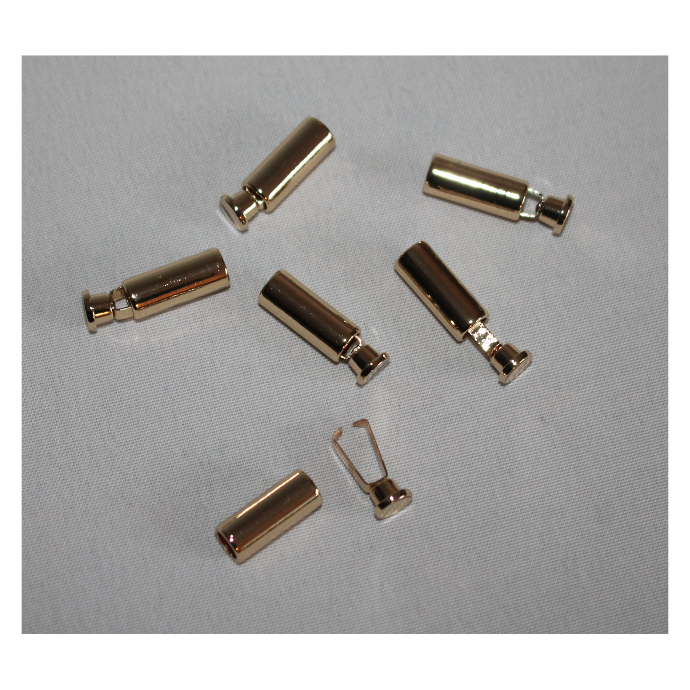 5 Paar (10 Stück) Kordelenden - 27mm, Durchzug 5mm - Metall – Bild 3