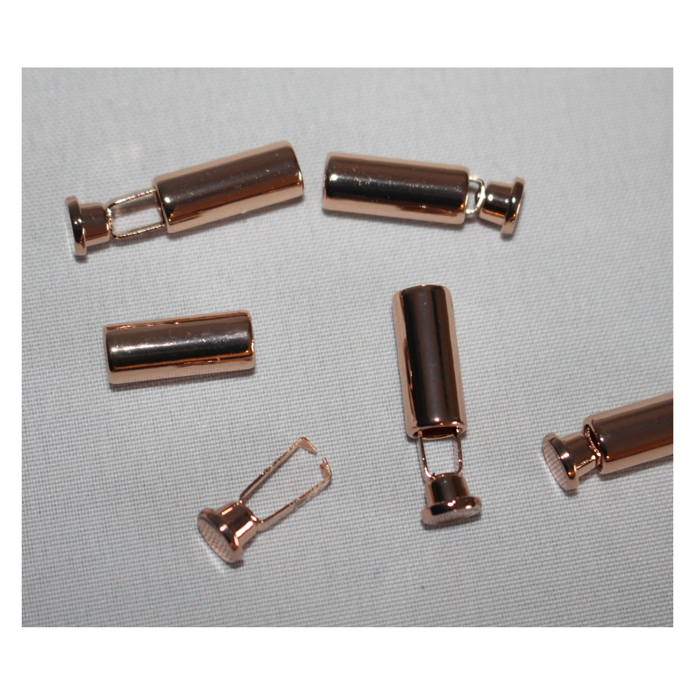 5 Paar (10 Stück) Kordelenden - 27mm, Durchzug 5mm - Metall – Bild 2