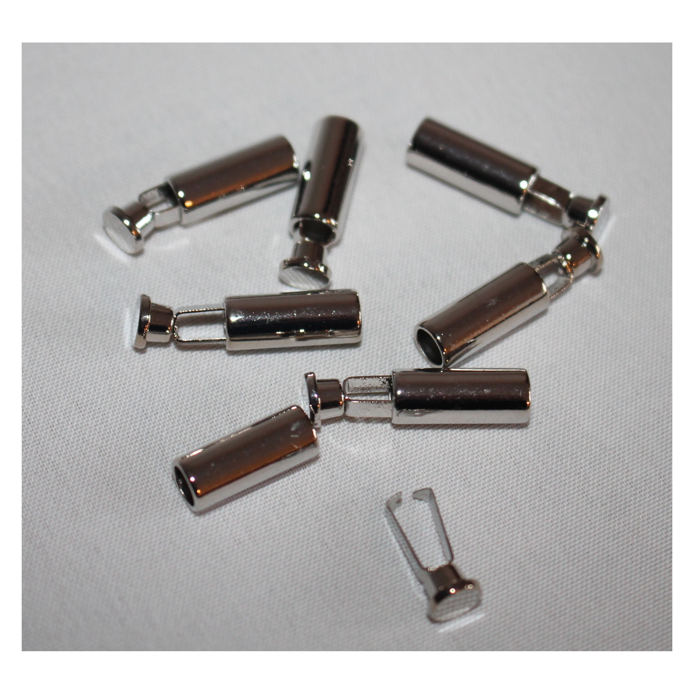 5 Paar (10 Stück) Kordelenden - 27mm, Durchzug 5mm - Metall – Bild 4