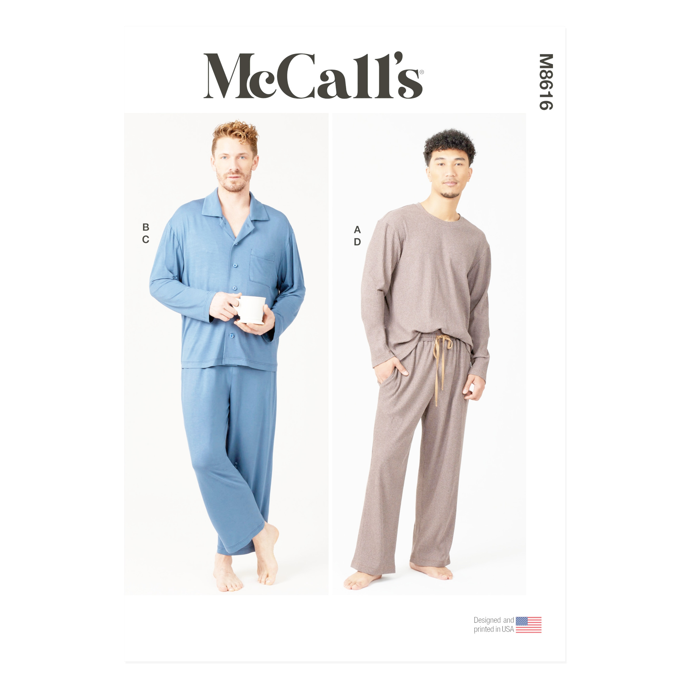 „McCalls Schnittmuster M8616 für Herren-Schlafanzug oder Hausanzug – bequeme, lässige Homewear zum Selbernähen.“