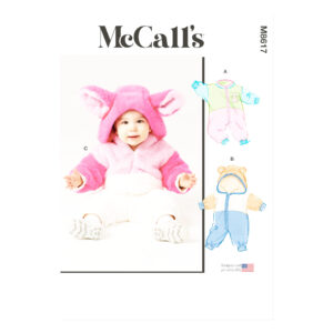 Alt-Text: „McCalls Schnittmuster M8617 für Baby-Overall – kuscheliger Outdoor-Einteiler zum Selbernähen für kühle Tage.“
