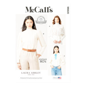 „McCalls Schnittmuster M8620 für romantische, verspielte Damenbluse mit zarten Rüschen und femininen Details.“