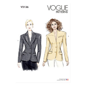 Vogue Schnittmuster V2136 für einen taillierten Damenblazer mit oder ohne Kragen