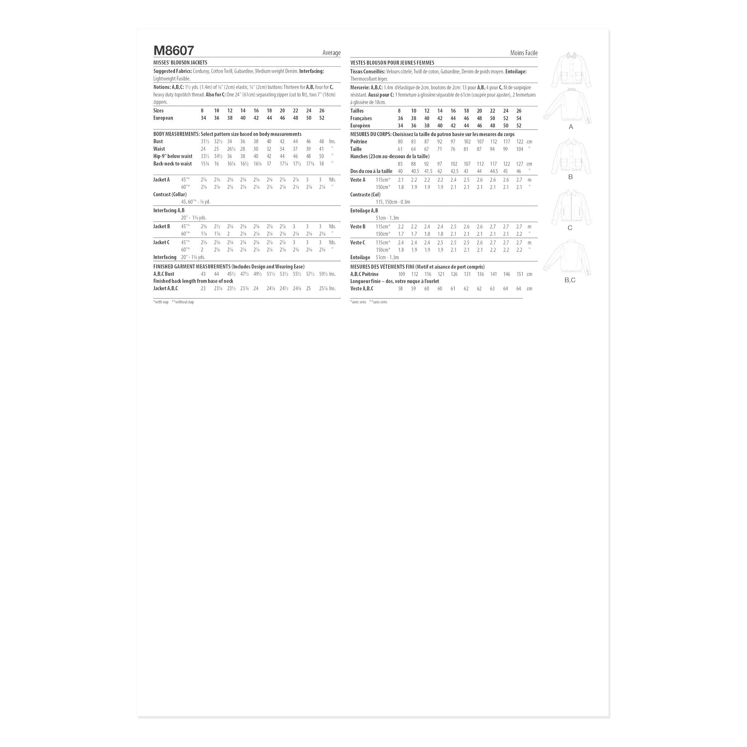 McCalls Schnittmuster M8607 - Jeansjacke - Blouson - Damen – Bild 8