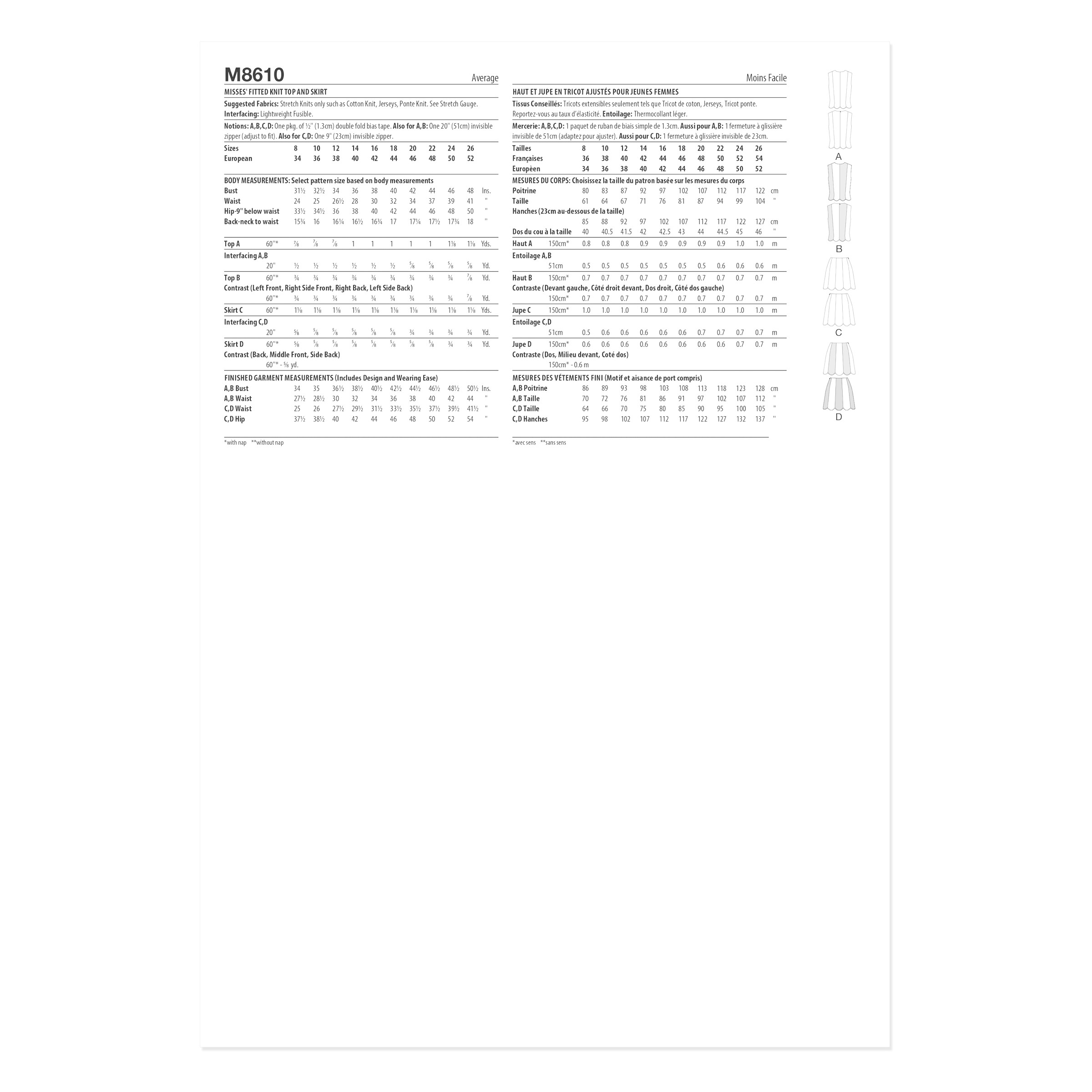 McCalls Schnittmuster M8610 - Sommerset für Damen - Rock + Top – Bild 8