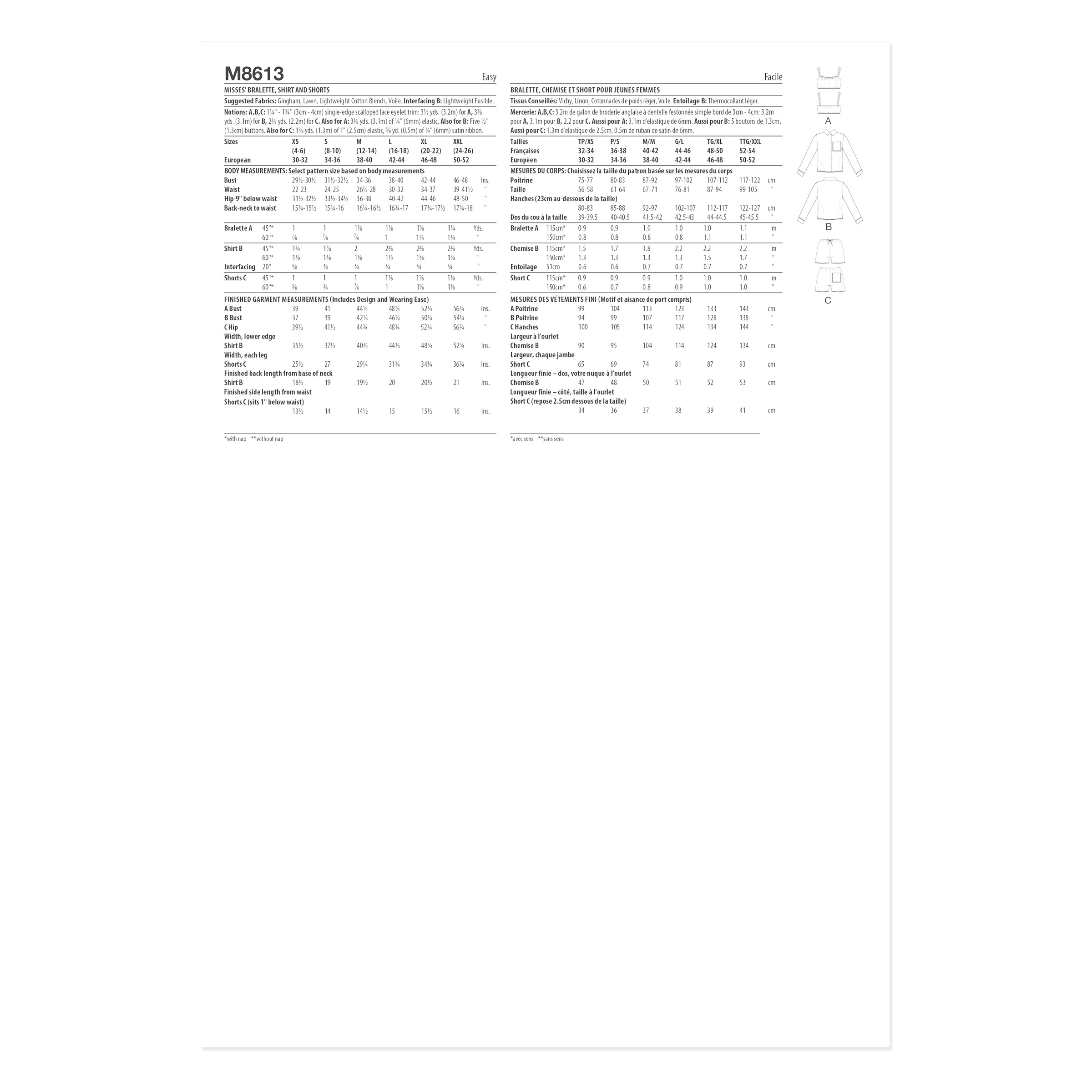 McCalls Schnittmuster M8613 - Schlafanzug - Shorty - Damen – Bild 9