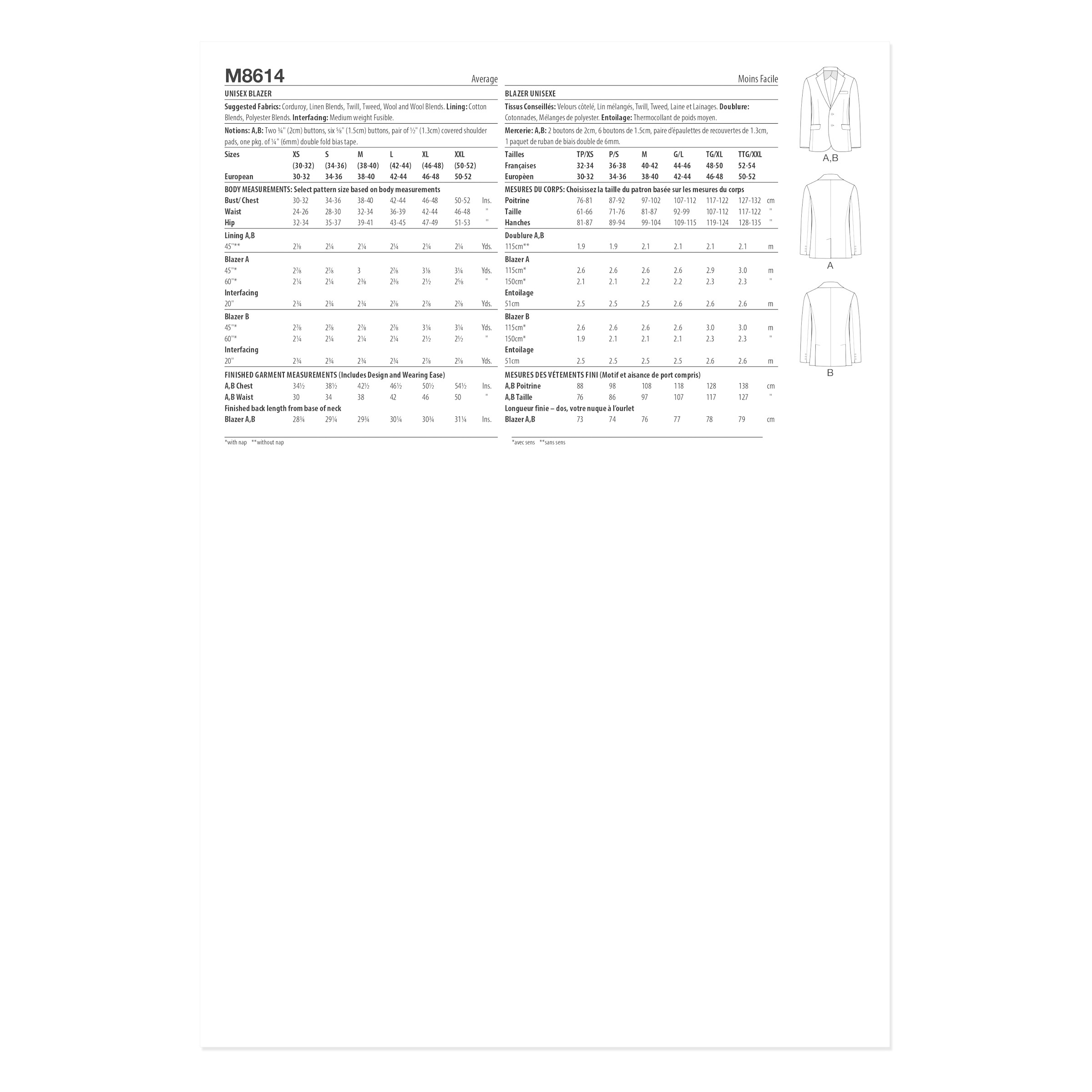 McCalls Schnittmuster M8614 - Blazer - Sakko - Unisex – Bild 9