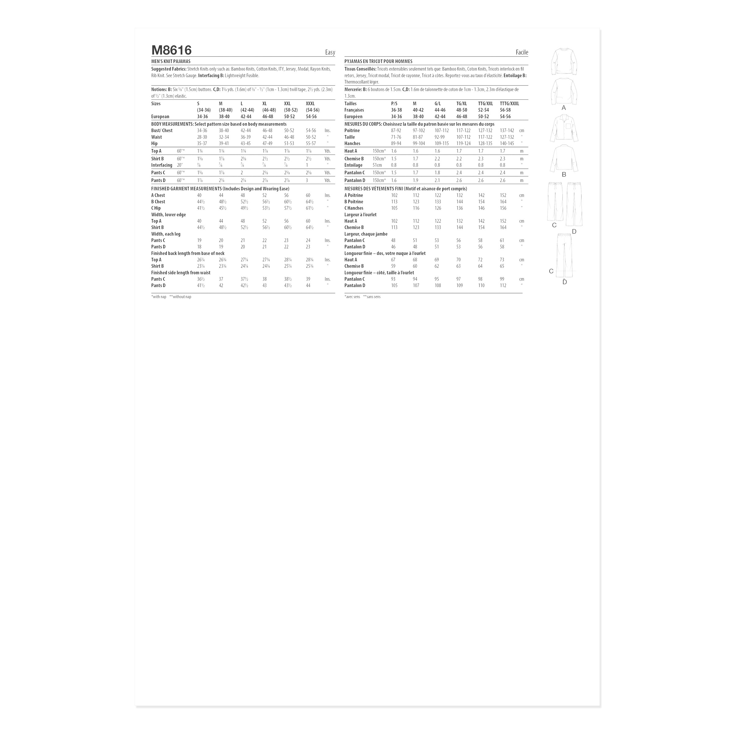 McCalls Schnittmuster M8616 - Schlafanzug - Hausanzug - Herren – Bild 11