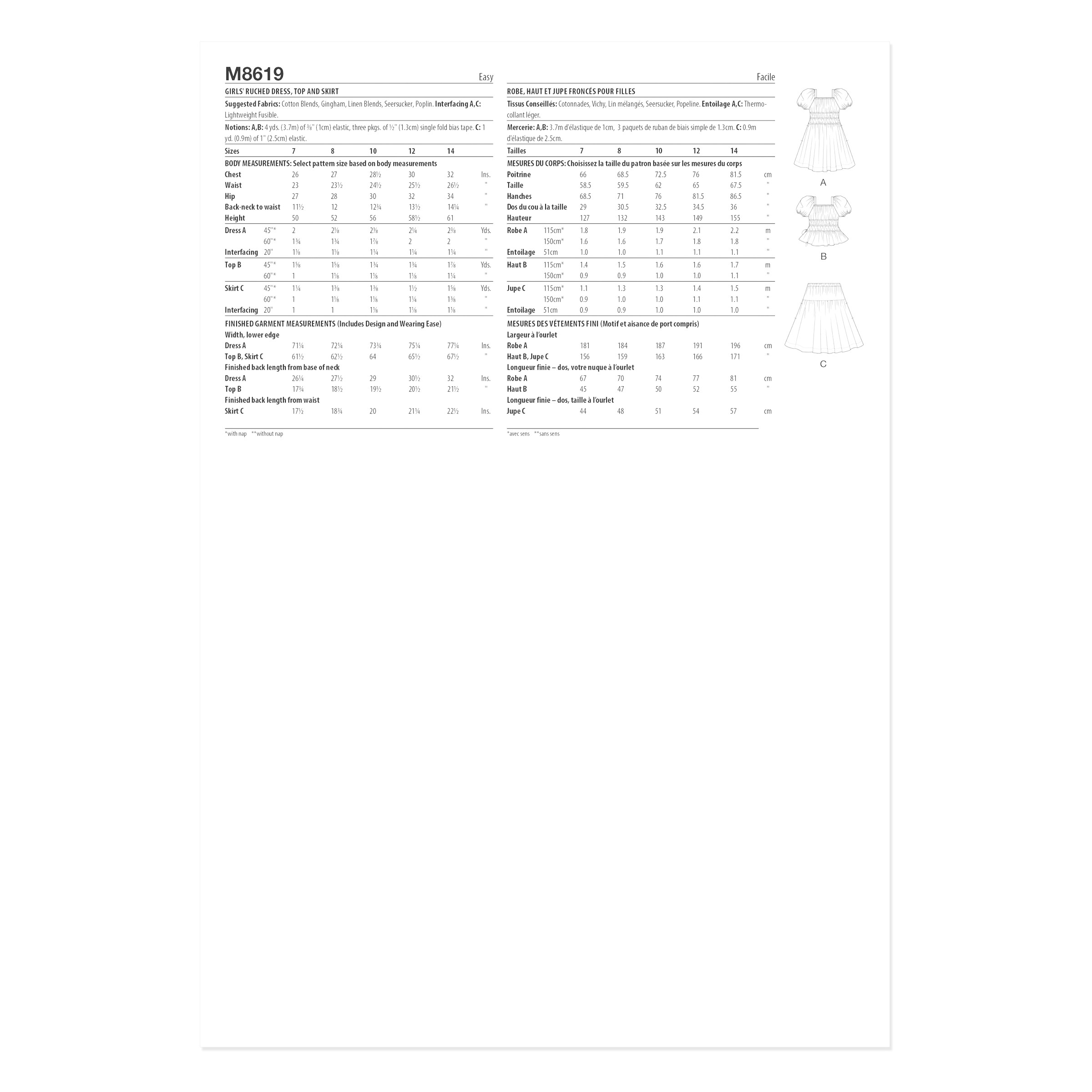 McCalls Schnittmuster M8619 - Mädchen Zweiteiler - Kleid - gesmokt – Bild 10