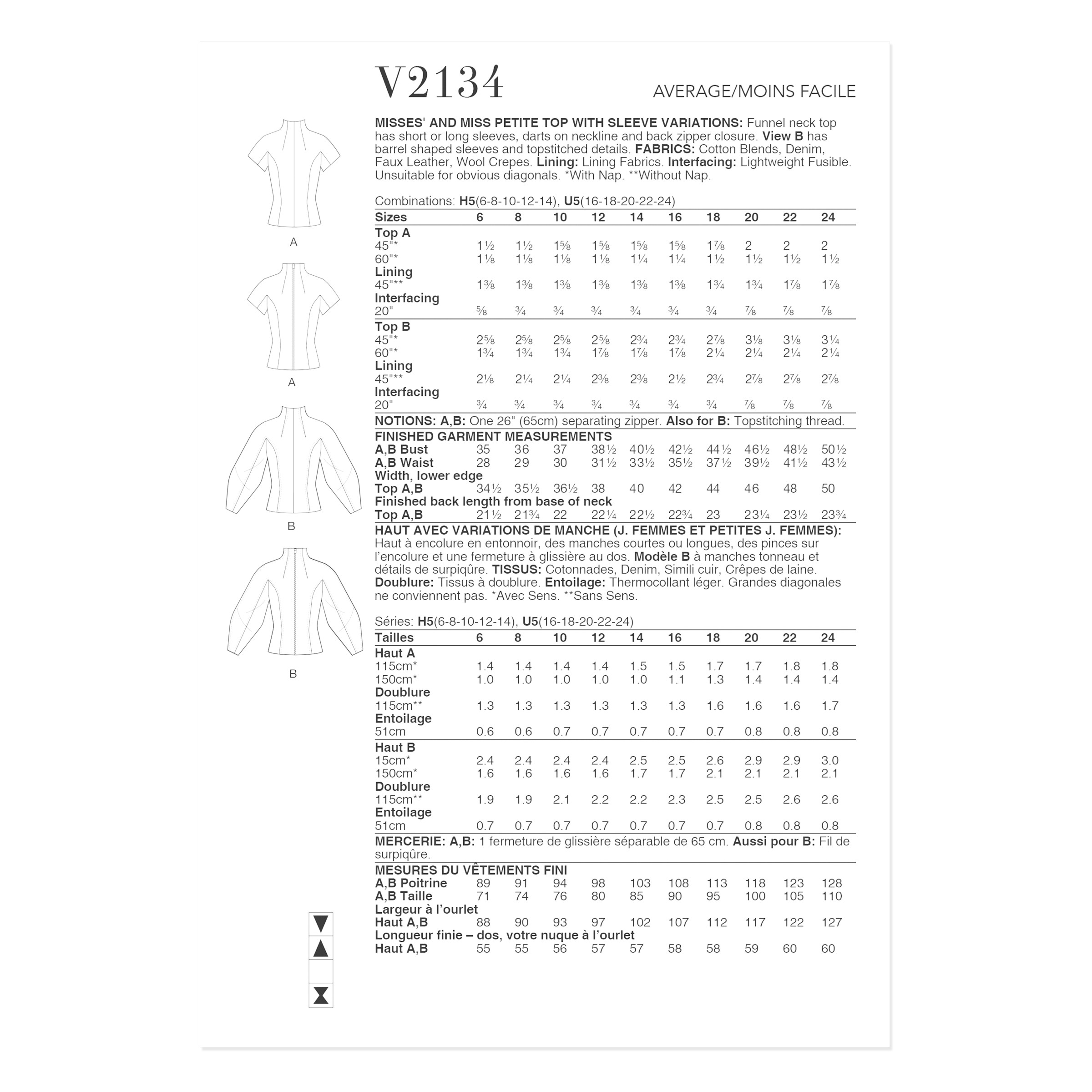 Vogue Schnittmuster V2134 - extravagante Bluse - angeschnittener Arm – Bild 7