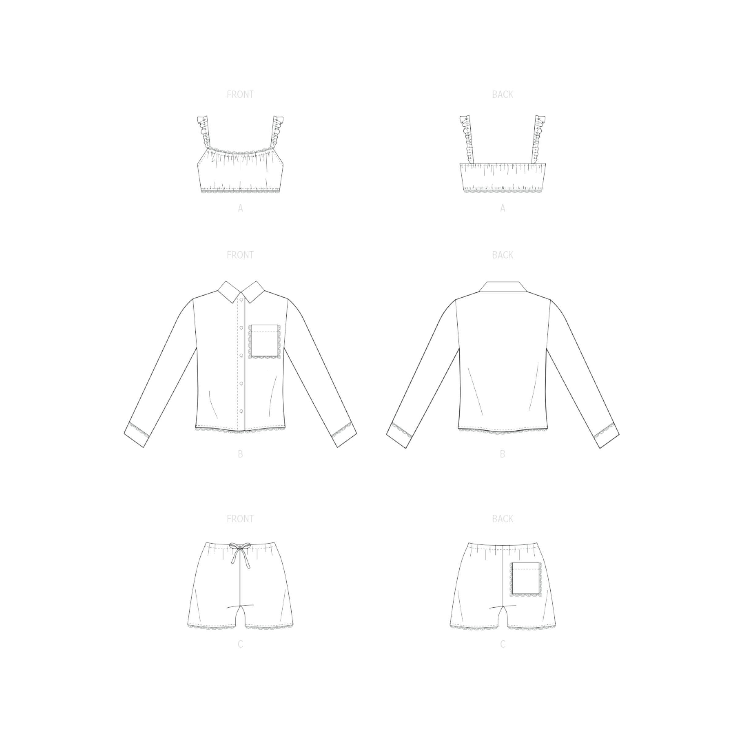 McCalls Schnittmuster M8613 - Schlafanzug - Shorty - Damen – Bild 8