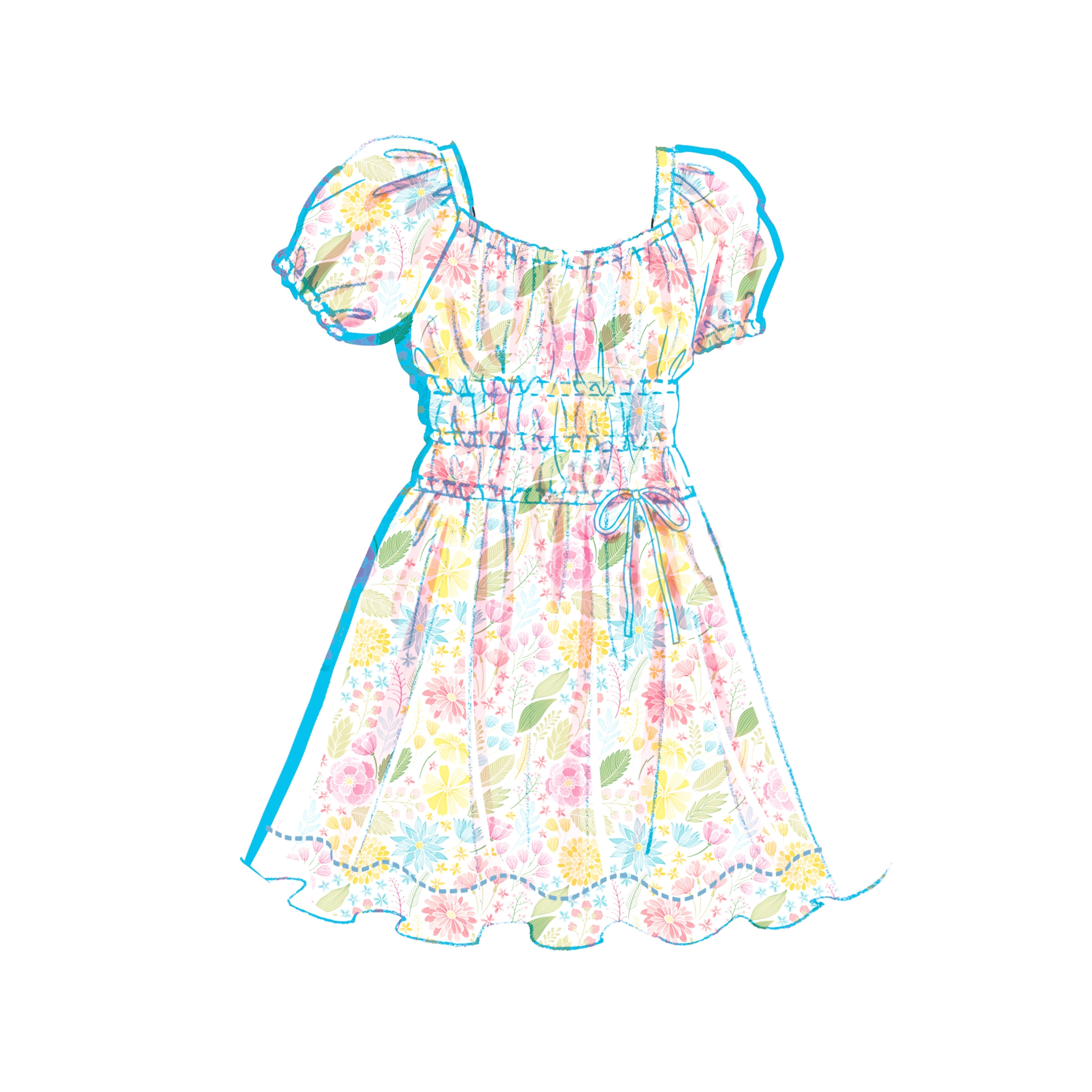 McCalls Schnittmuster M8619 - Mädchen Zweiteiler - Kleid - gesmokt – Bild 5