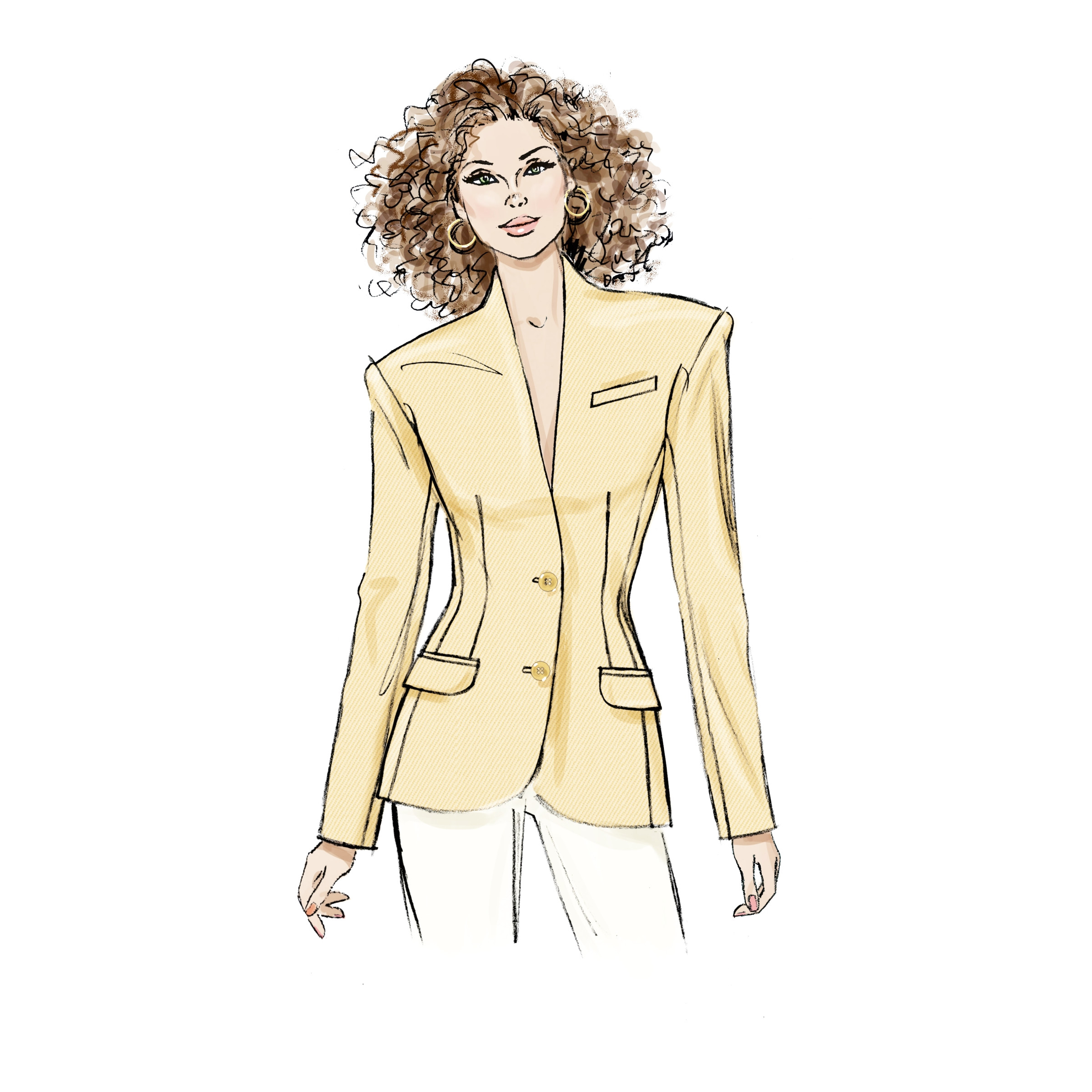 Vogue Schnittmuster - V2136 - taillierter Damenblazer mit oder ohne Kragen – Bild 6