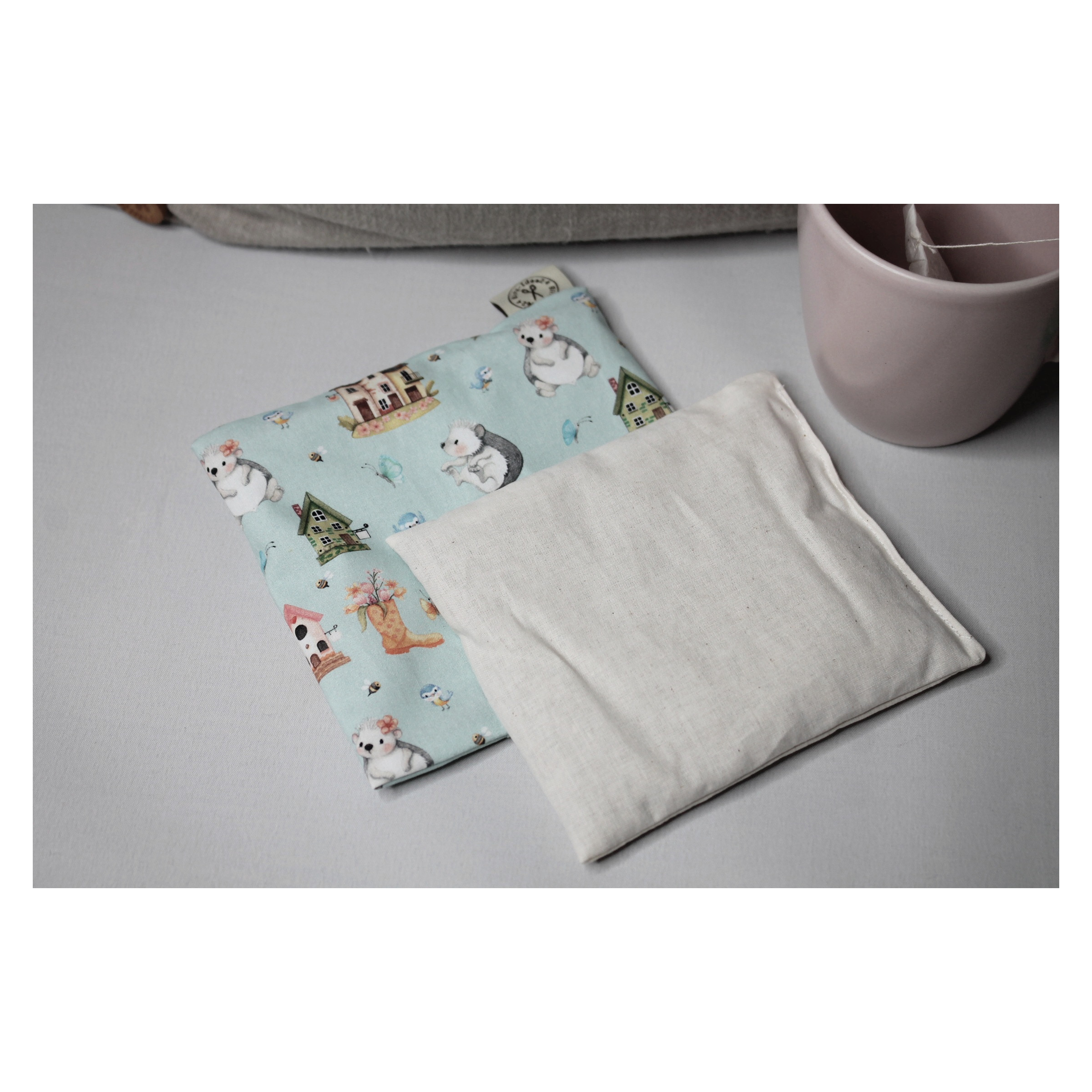 kleines Körnerkissen, verschiedene Stoffmuster -Handwärmer -Taschenwärmer -Babykissen -Kühlkissen – Bild 2