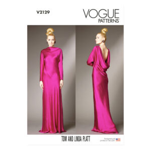 Vogue Schnittmuster V2129 für ein elegantes Abendkleid mit tiefem Rückenausschnitt
