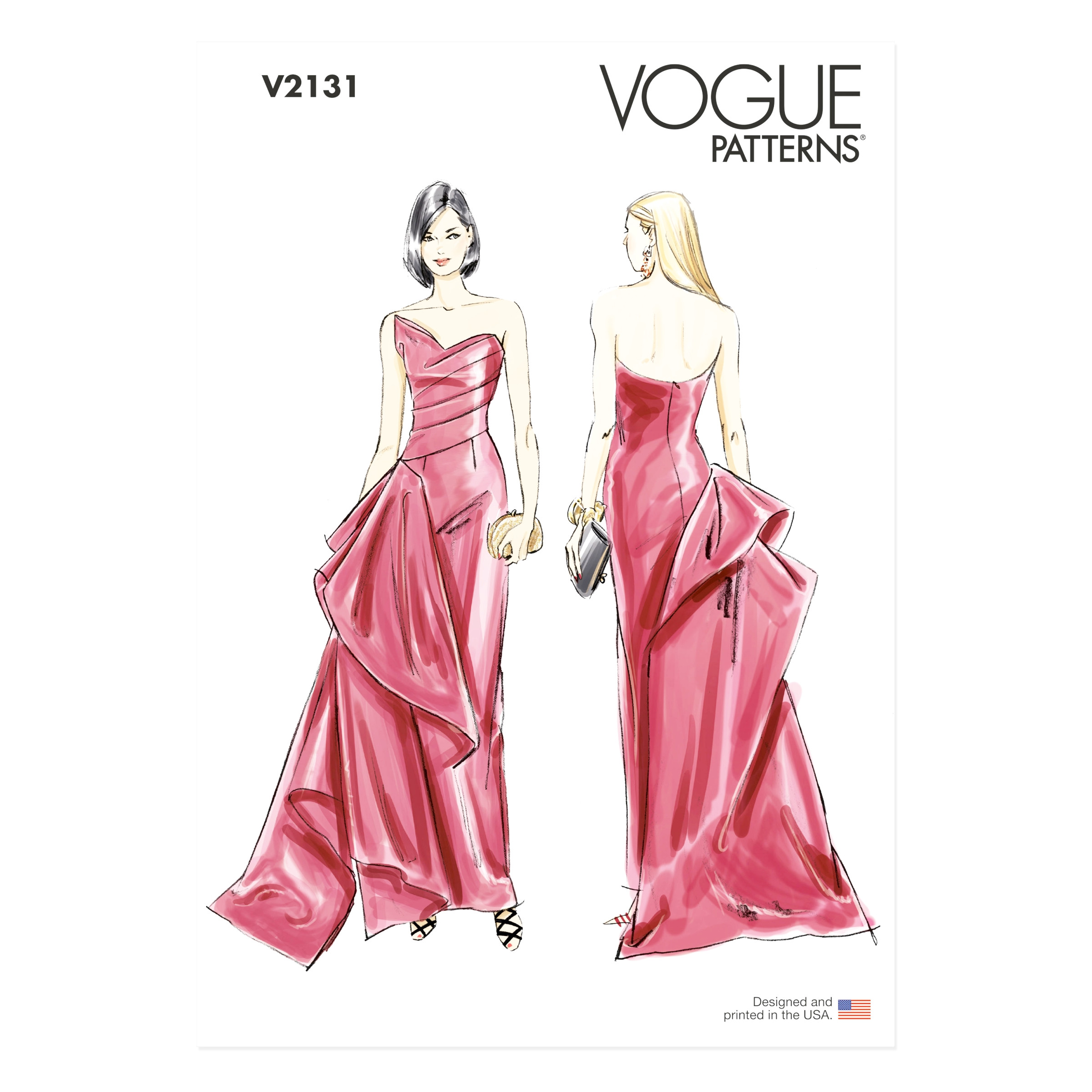 Vogue Schnittmuster V2131 für eine extravagante Abendrobe mit Schleppe