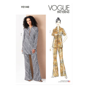 Vogue Schnittmuster V2140 für Damen-Tunika mit verschiedenen Ärmelvarianten und Hose