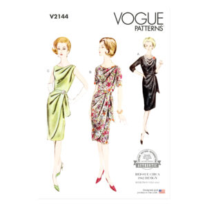 Vogue Schnittmuster V2144 für ein Vintage Kleid mit seitlicher Raffung