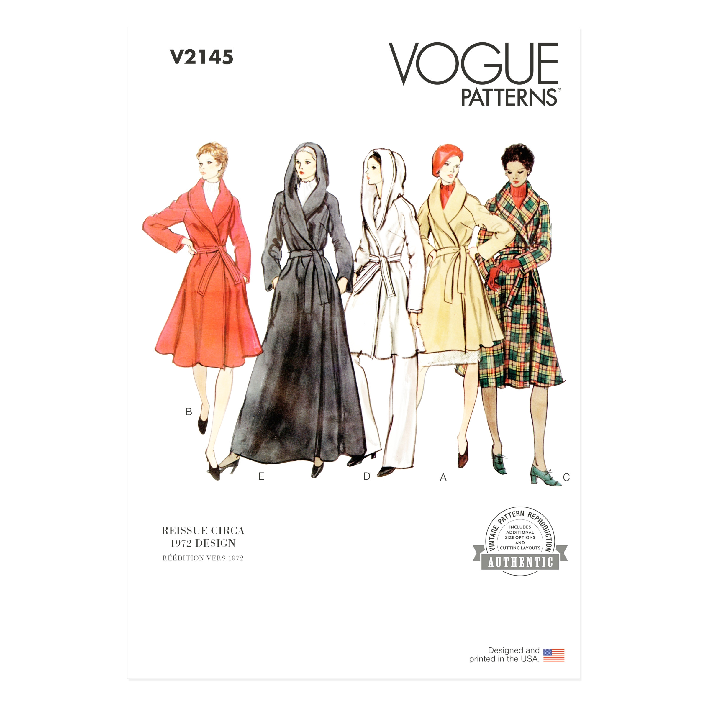 Vogue Schnittmuster V2145 für einen Vintage Mantel mit Schalkragen