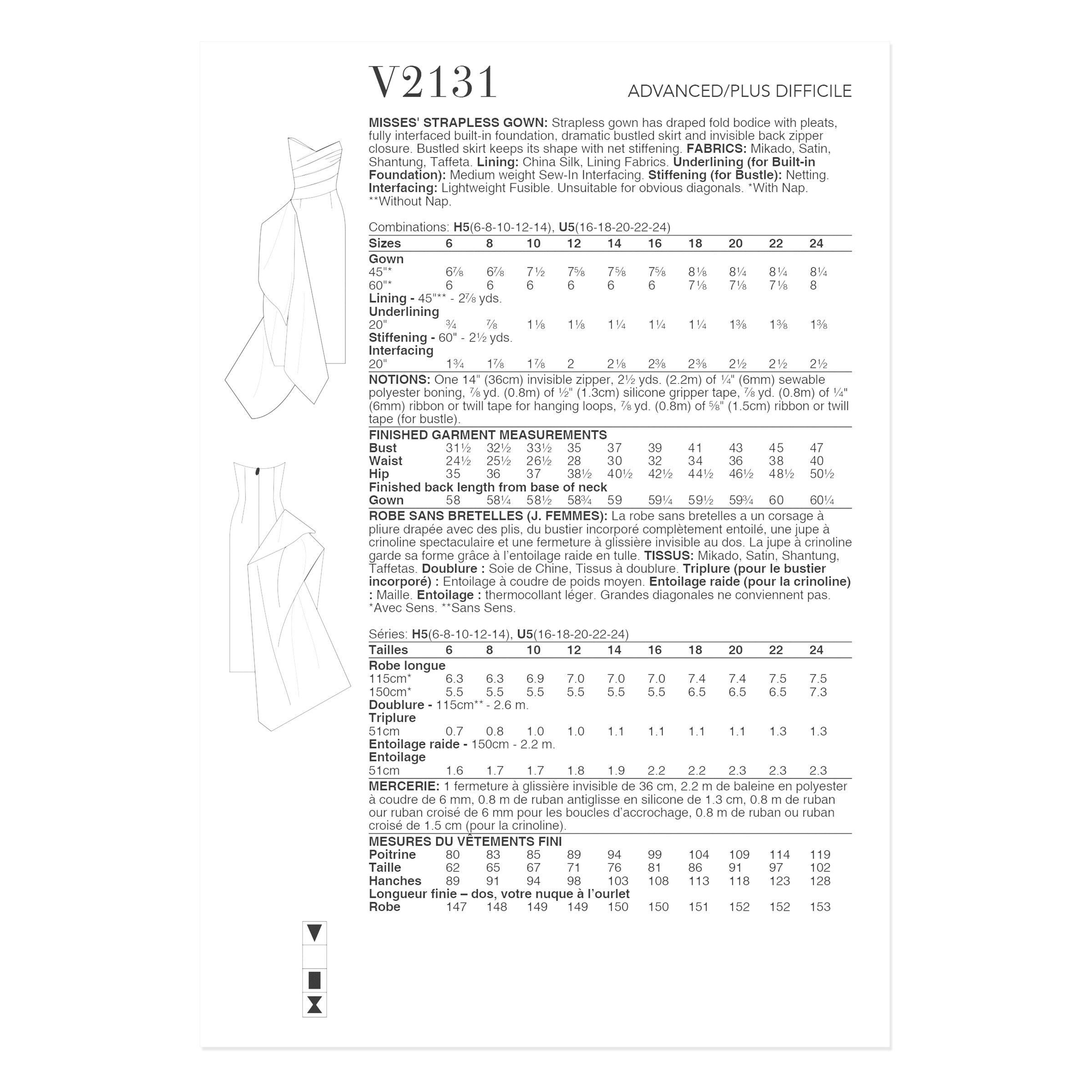 Vogue Schnittmuster V2131 - extravagante Abendrobe mit Schleppe – Bild 5