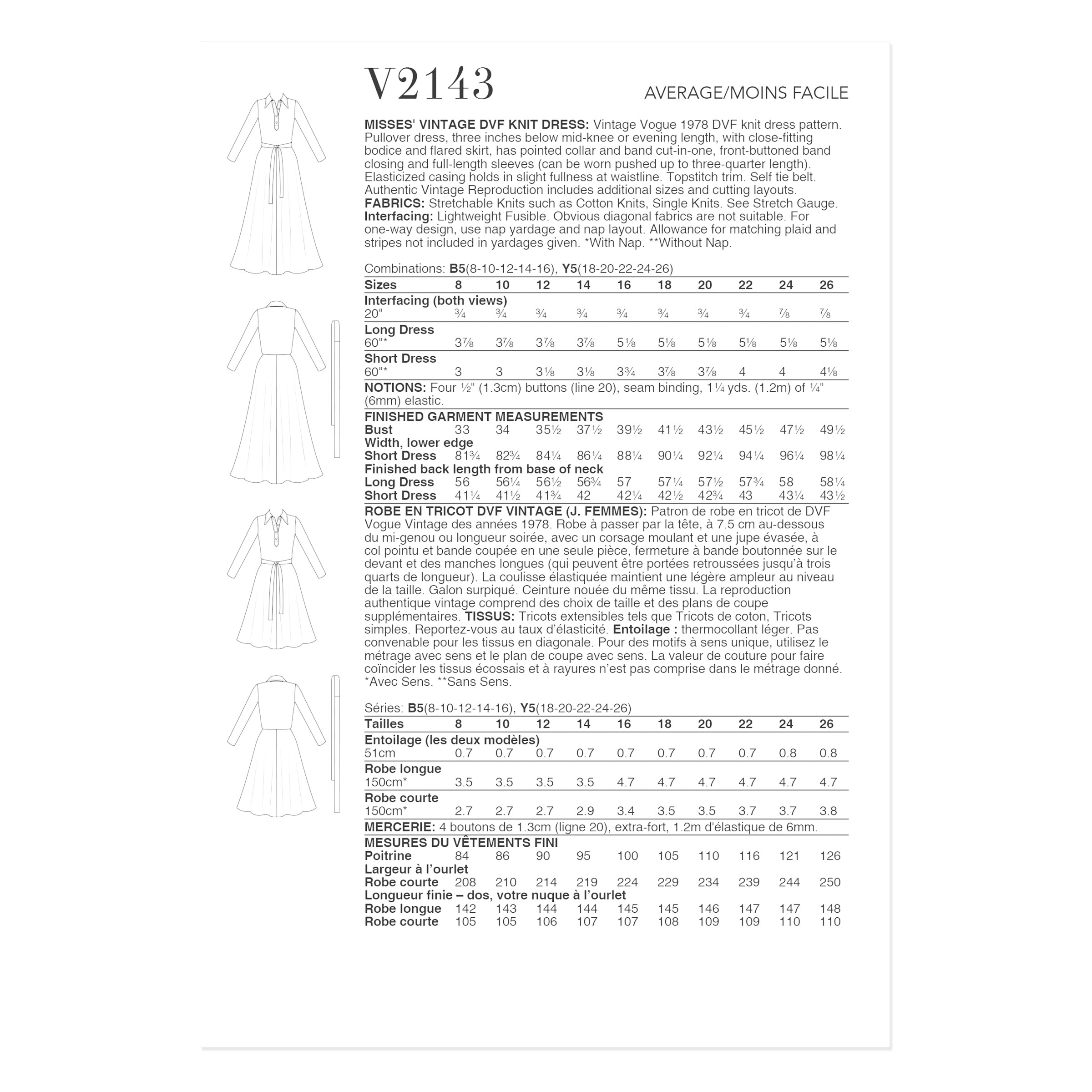 Vogue Schnittmuster - V2143 - Vintage Jersey Kleid – Bild 6