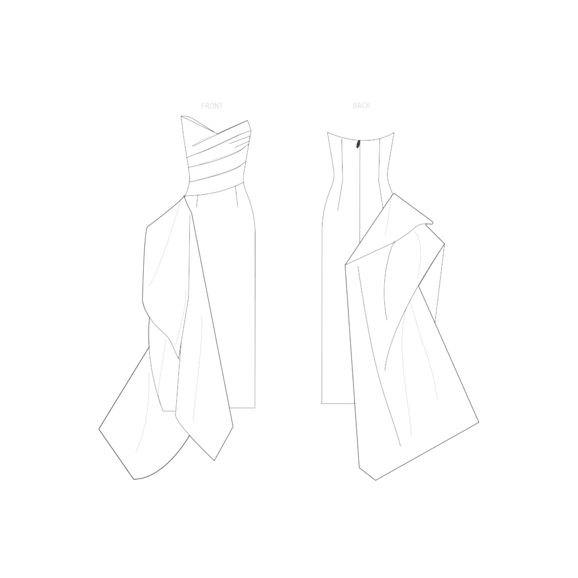 Vogue Schnittmuster V2131 - extravagante Abendrobe mit Schleppe – Bild 4