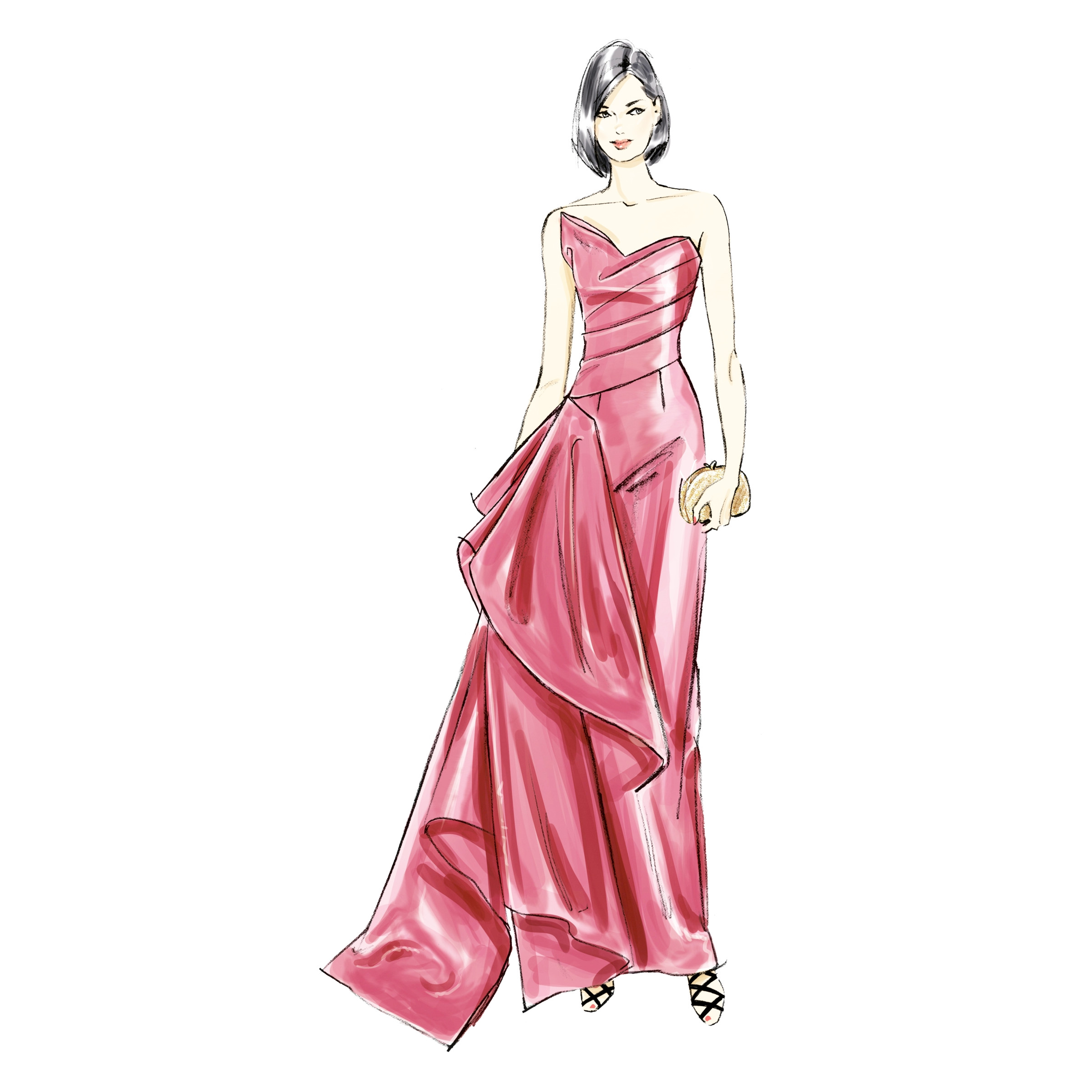 Vogue Schnittmuster V2131 - extravagante Abendrobe mit Schleppe – Bild 2