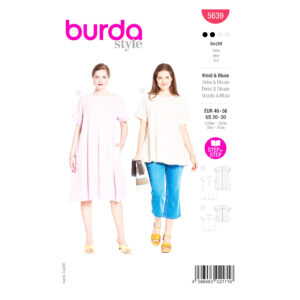Burda Schnittmuster 5639 für Damen – Bluse oder Kleid mit ausgestellter Weite zum Selbernähen