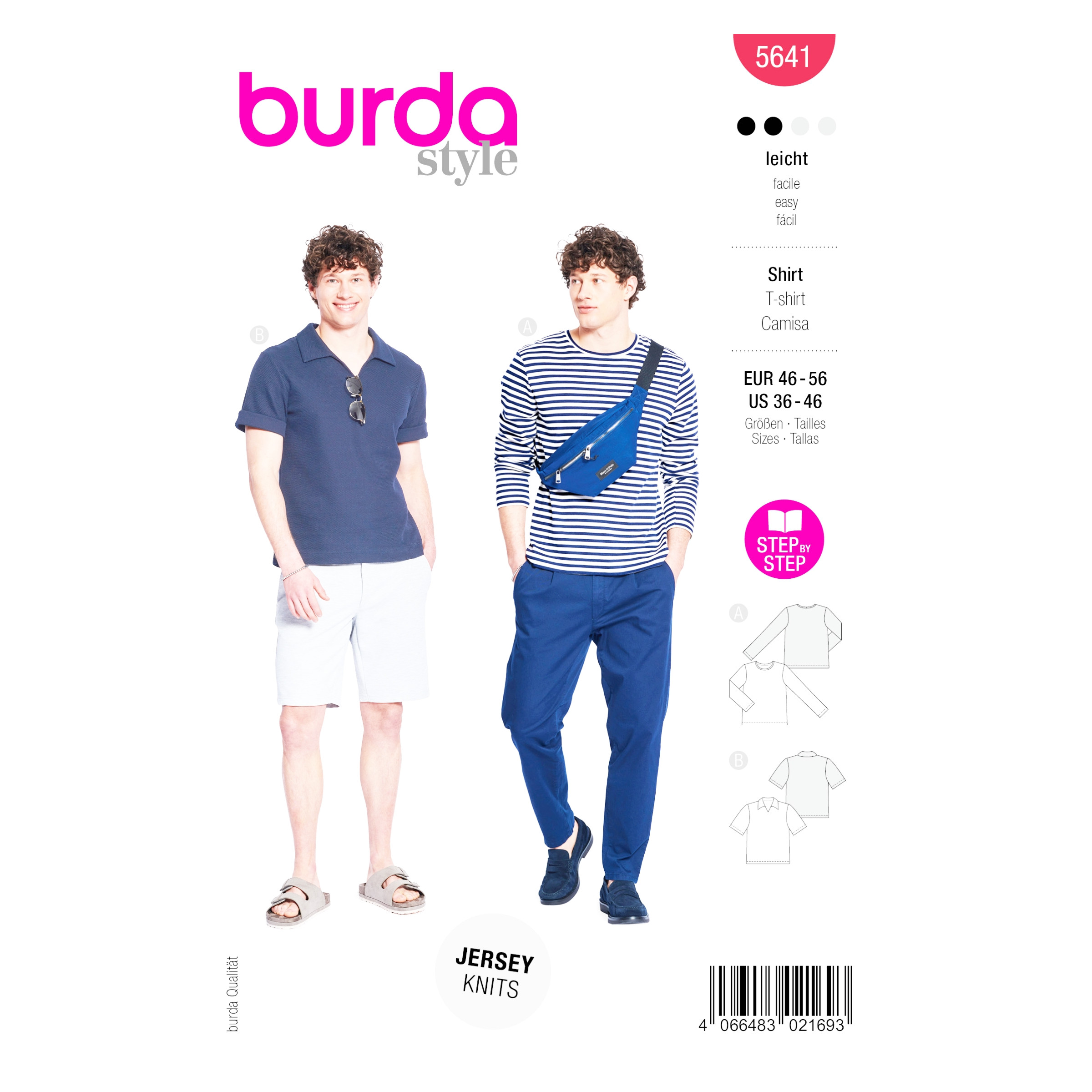 Burda Style Schnittmuster 5641 für Herren T-Shirt und Longsleeve zum Selbernähen