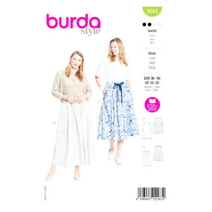 Burda Style Schnittmuster 5643 Damen Rock mit Tunnelzug-Bund zum Selbernähen