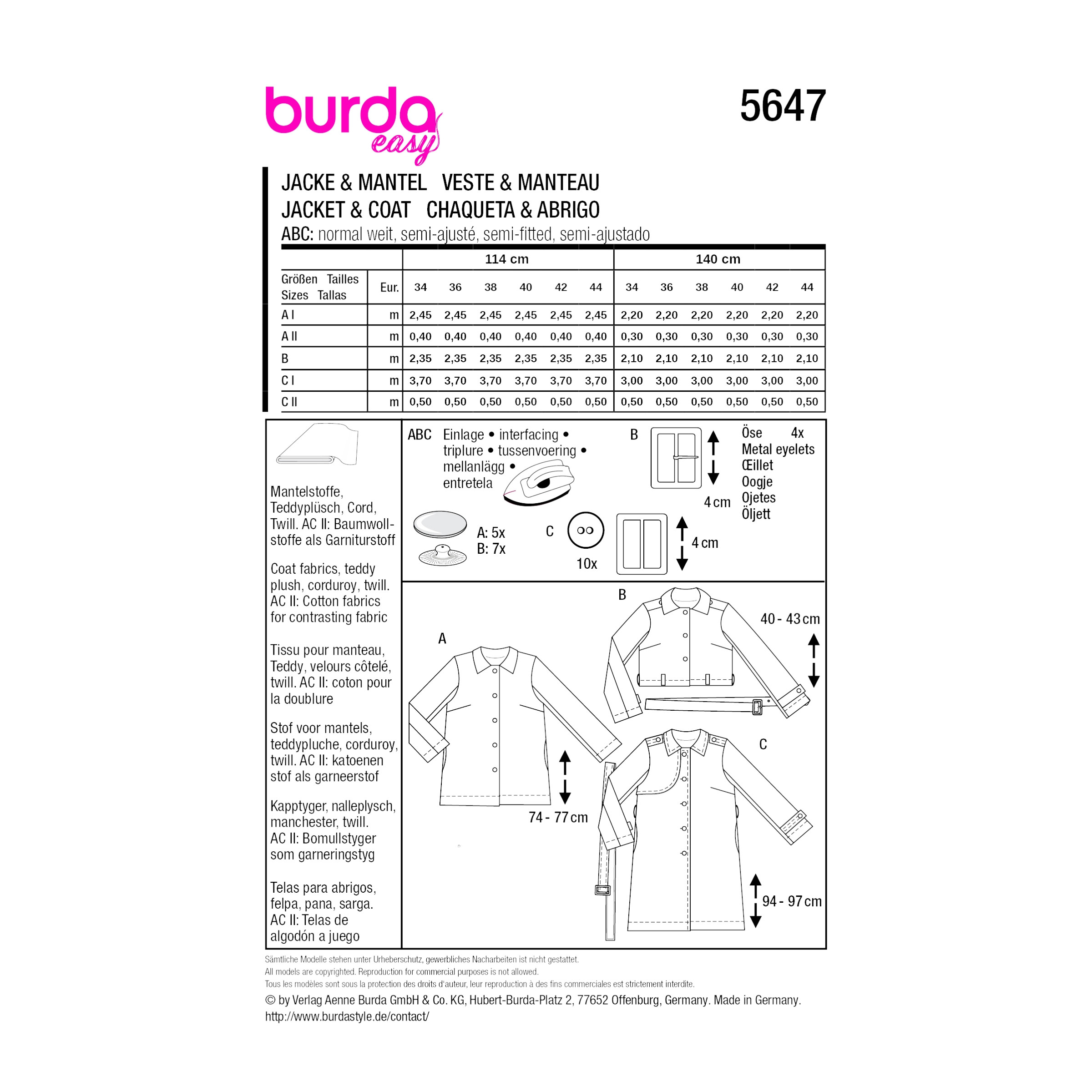 Burda Style Schnittmuster 5647 – Jackenvarianten für Damen | Damenjacke nähen – Bild 8