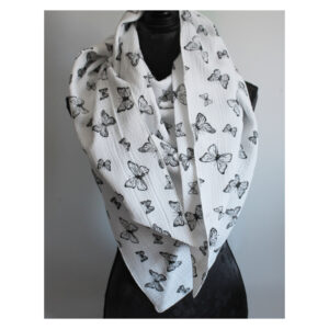 Maxituch Erwachsene, Musselin mit Schmetterlingen , Weiß