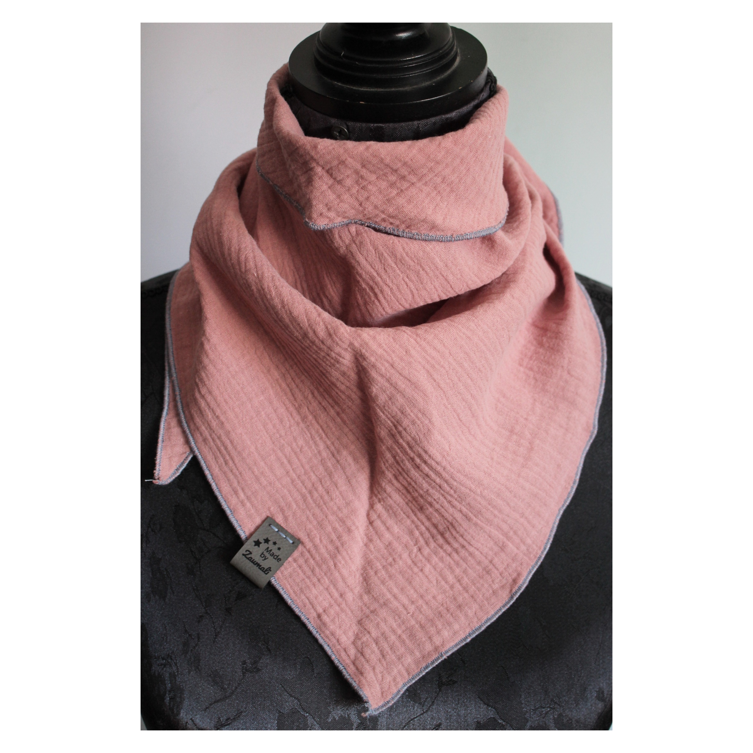 Halstuch - Kinder - Musselin einlagig - Altrosa - 0,90 m x 0,38 m - verschiedene Ränder – Bild 2