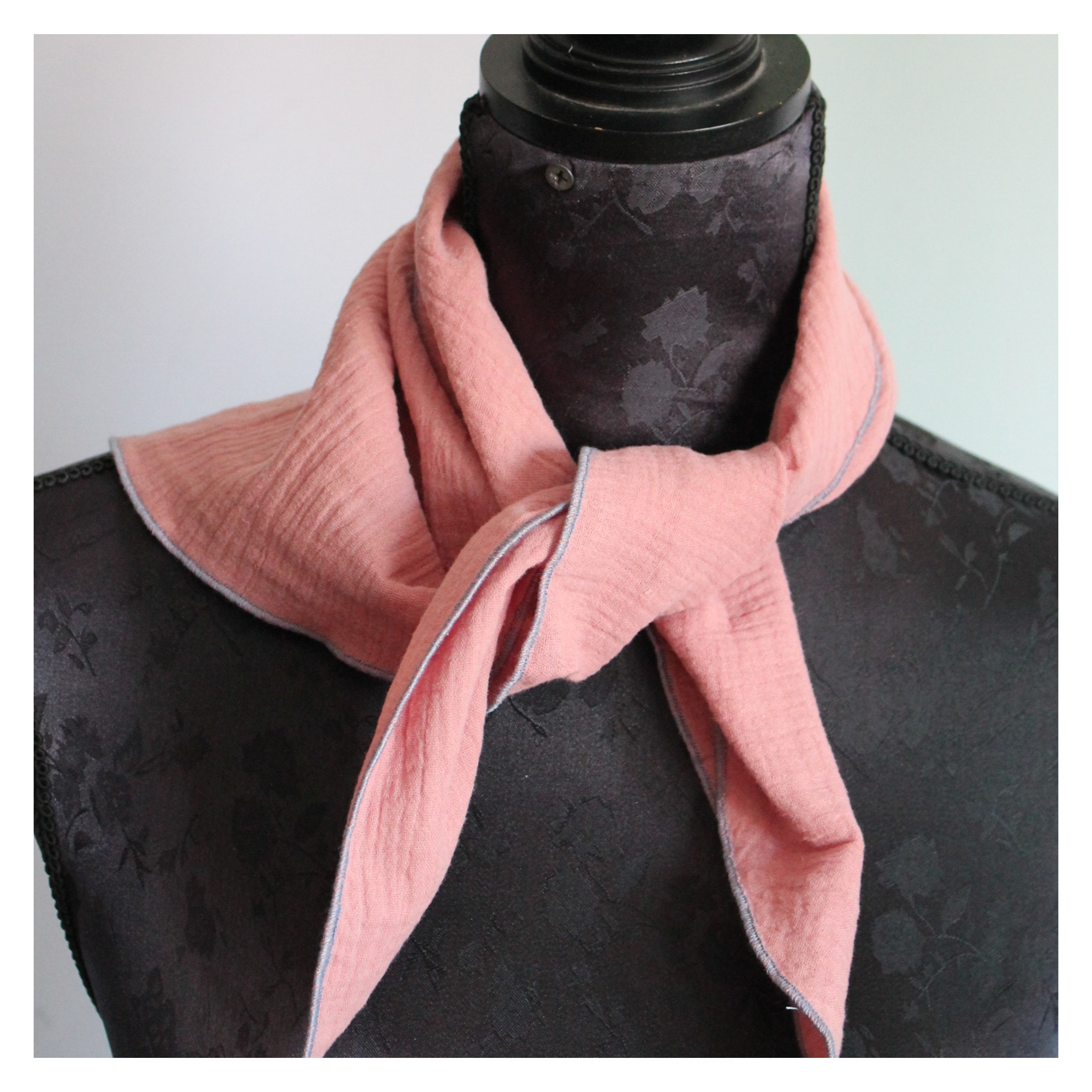 Halstuch - Kinder - Musselin einlagig - Altrosa - 0,90 m x 0,38 m - verschiedene Ränder – Bild 3