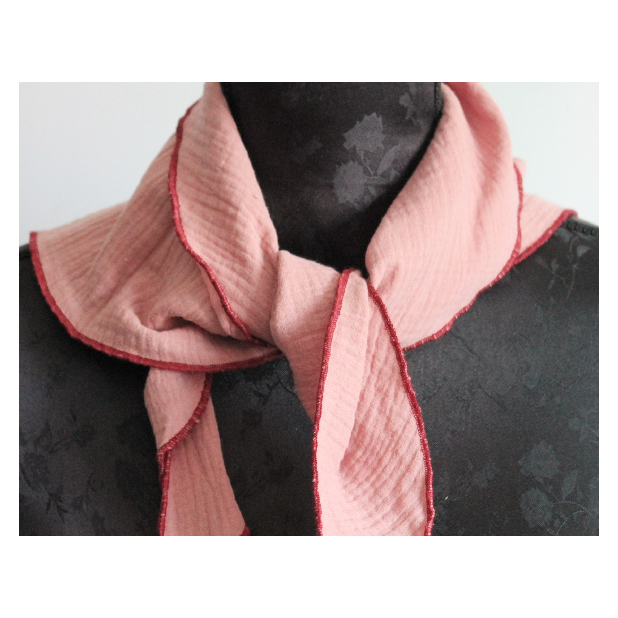 Halstuch - Kinder - Musselin einlagig - Altrosa - 0,90 m x 0,38 m - verschiedene Ränder – Bild 4