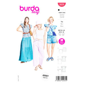 Burda Style Schnittmuster 5629 Damenshirt Top mit Flügelärmel modernes Nähmuster für luftiges Oberteil