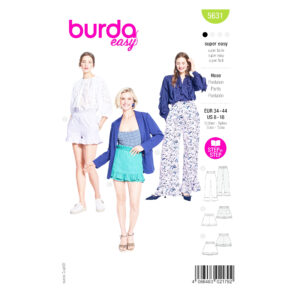 Burda Style Schnittmuster 5631 leichte Sommerhose Shorts Damen luftiges Nähmuster bequeme DIY Sommermode
