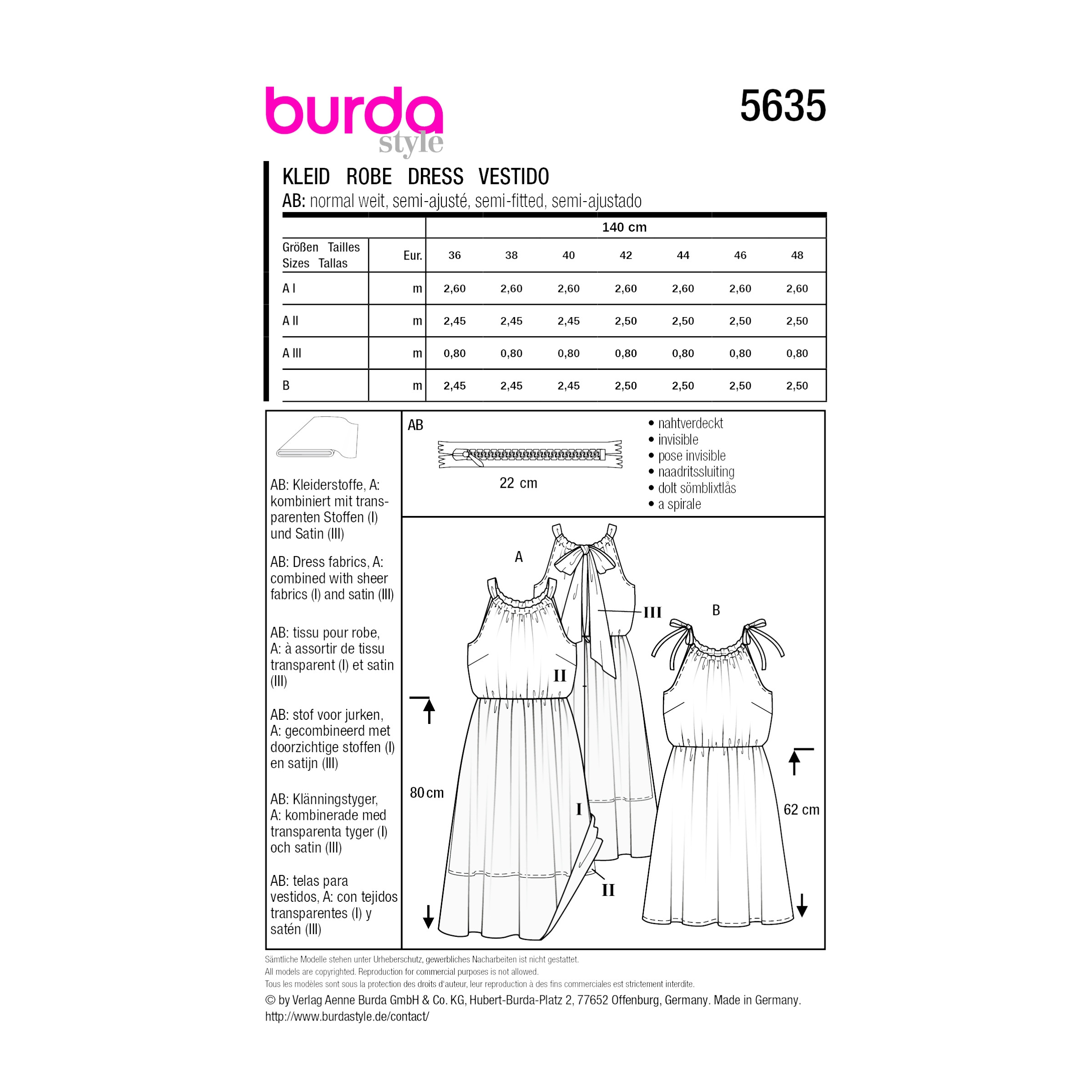Burda Style Schnittmuster 5635 Sommerkleid mit dünnen Trägern – Bild 9
