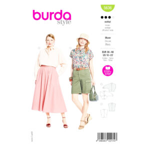 Burda Style Schnittmuster 5636 einfache Damenbluse mit zwei Ärmelvarianten lockeres Nähmuster DIY