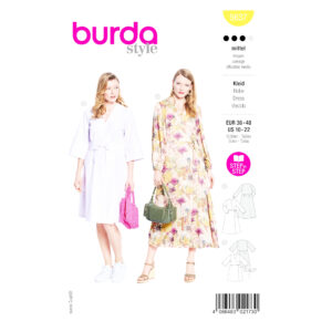 Burda Style Schnittmuster 5637 Wickelkleid mit Gürtel elegantes Damenkleid Nähmuster DIY