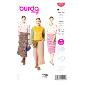 „Burda Easy Schnittmuster 5650 für Damenpullover / Sweater – lässiger, bequemer Schnitt zum Selbernähen.“