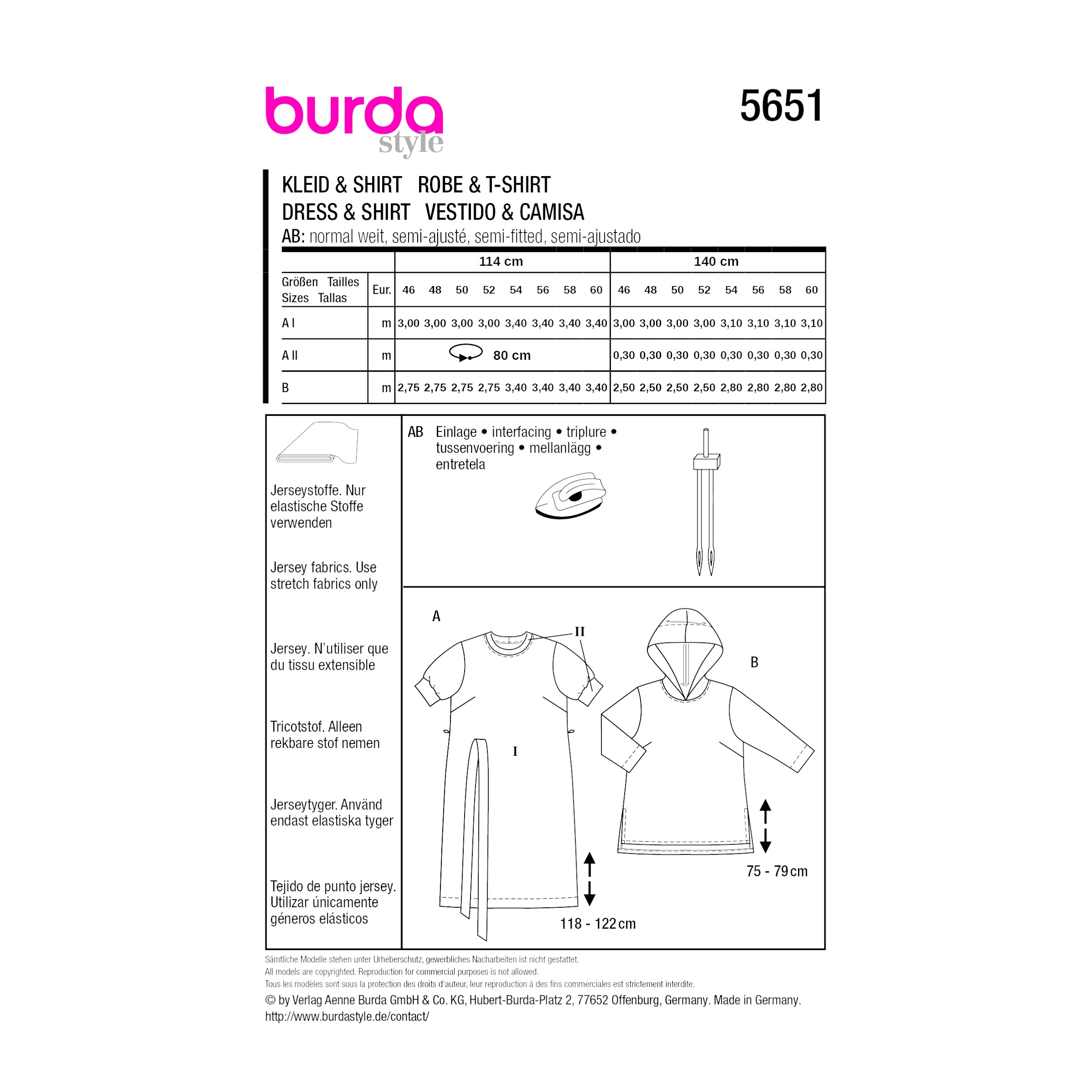 Burda Style Schnittmuster 5651 Damen Kleid | Kapuzenshirt nähen – Bild 8