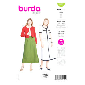 „Burda Style Schnittmuster 5652 für Damenkleid und kurze Damenjacke zum Selbernähen.“
