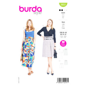 „Burda Style Schnittmuster 5653 für schlichten Damenrock mit Falte vorne zum Selbernähen.“