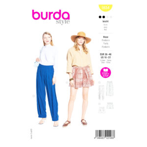 „Burda Style Schnittmuster 5654 für Damenhose oder Shorts zum Selbernähen.“