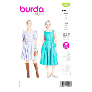 Burda Style Schnittmuster 5668 Kleid mit geraffter Taille
