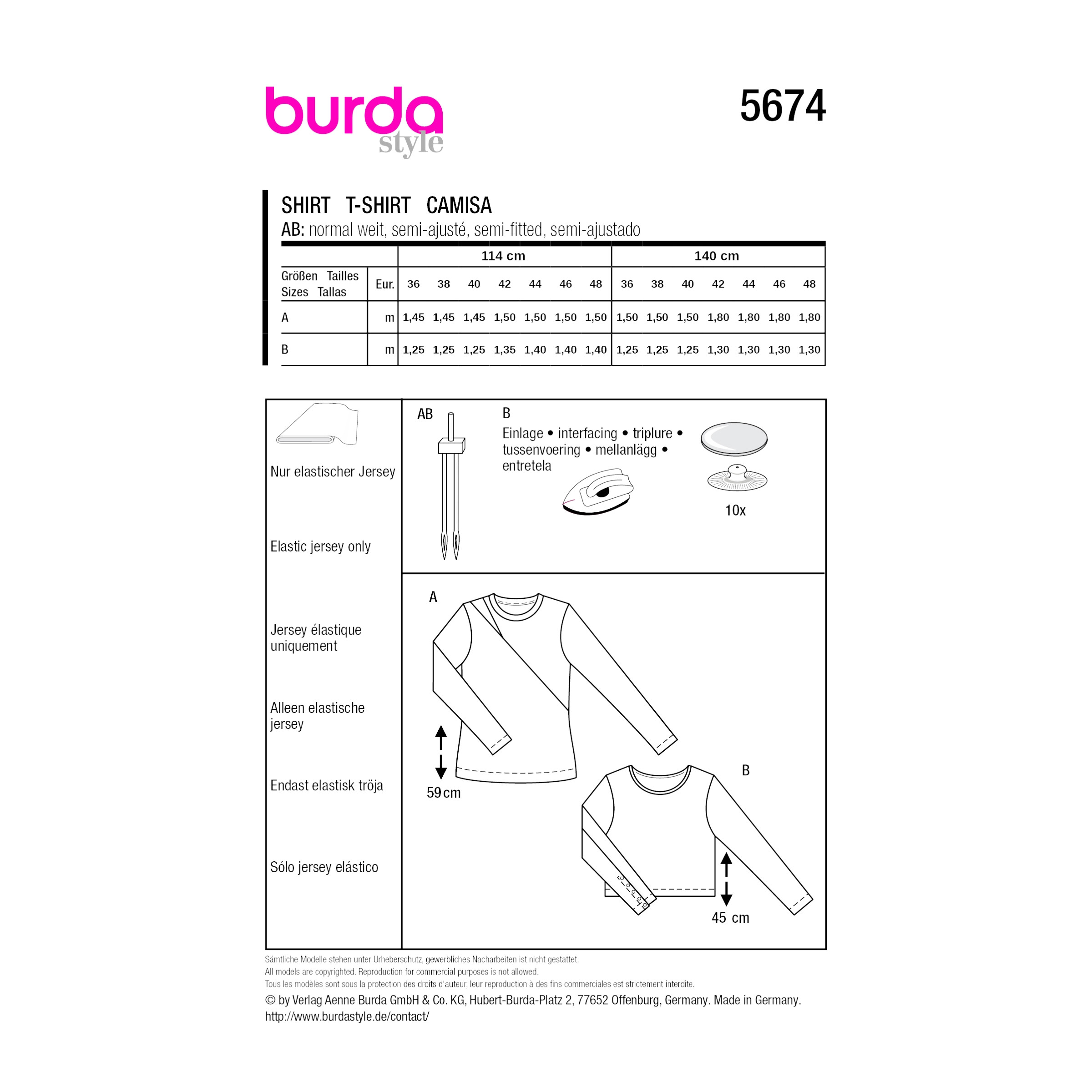 Burda Style Schnittmuster 5674 schlichtes, einfaches Damenshirt – Bild 9